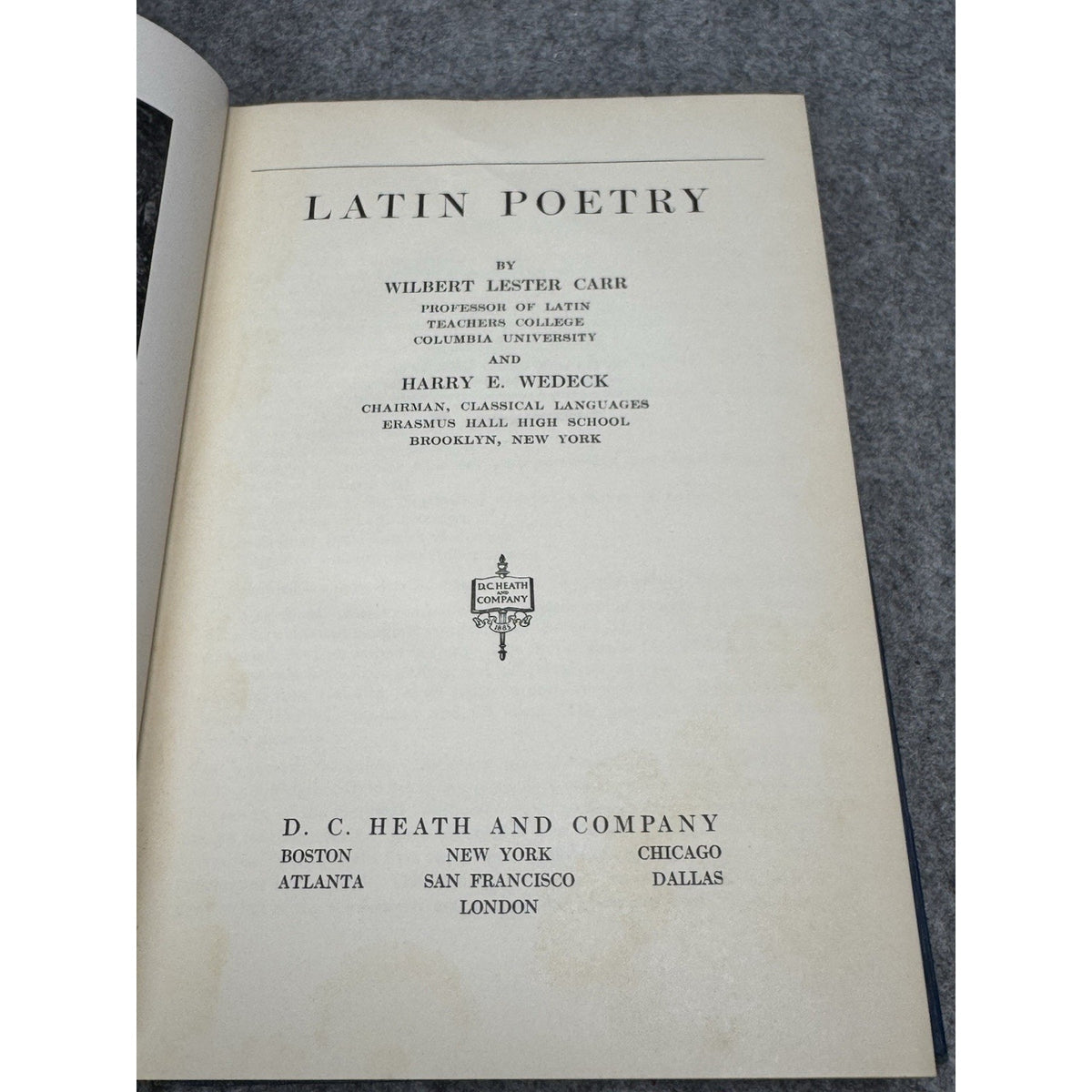 Latin Poetry Carr & Wedeck 1940 Vergil Aeneid Illustrated Classical Latin HC