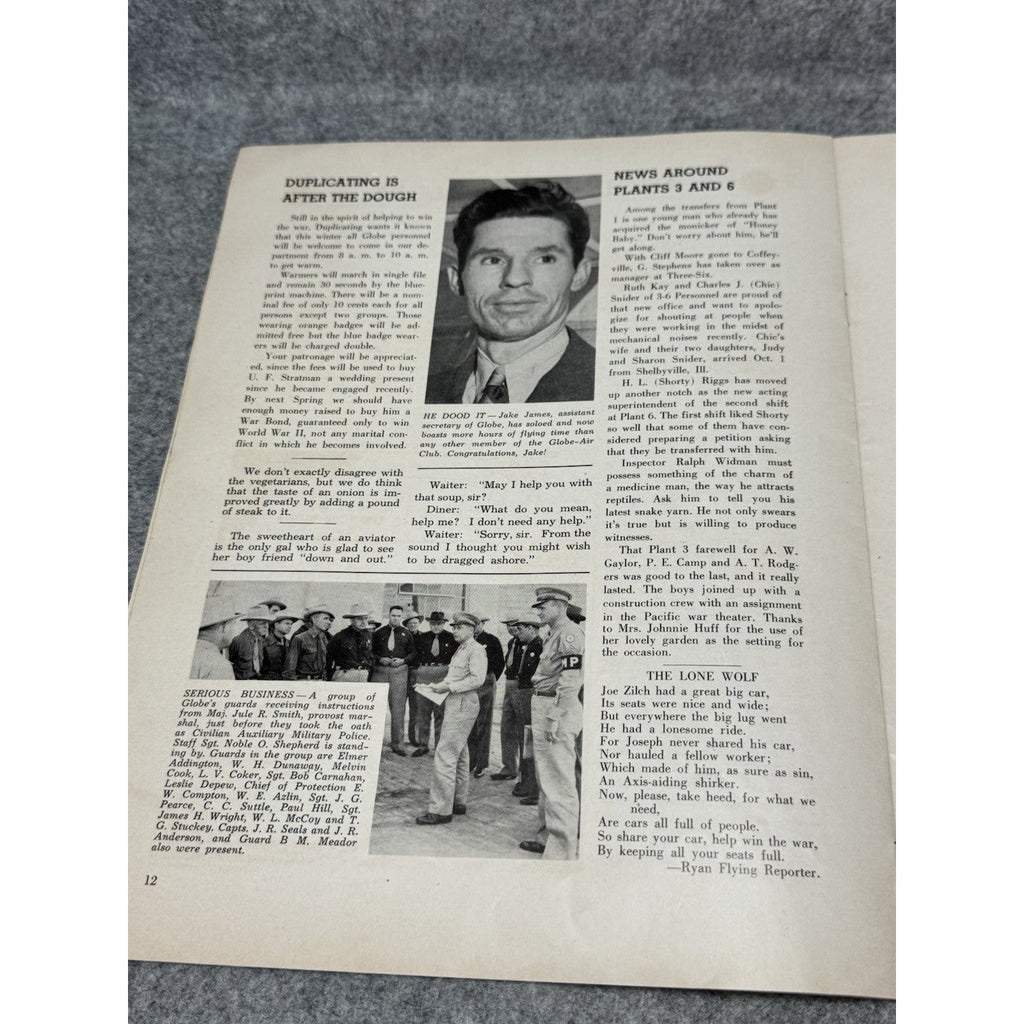 1942 Globe Beam WWII Aircraft Magazine Fort Worth Texas October POW War Chest