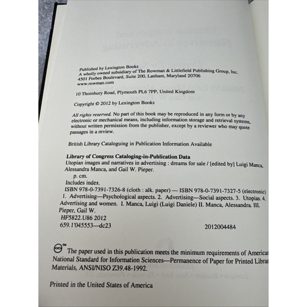 Utopian Images and Narratives in Advertising : Dreams for Sale by Jean-Marie...