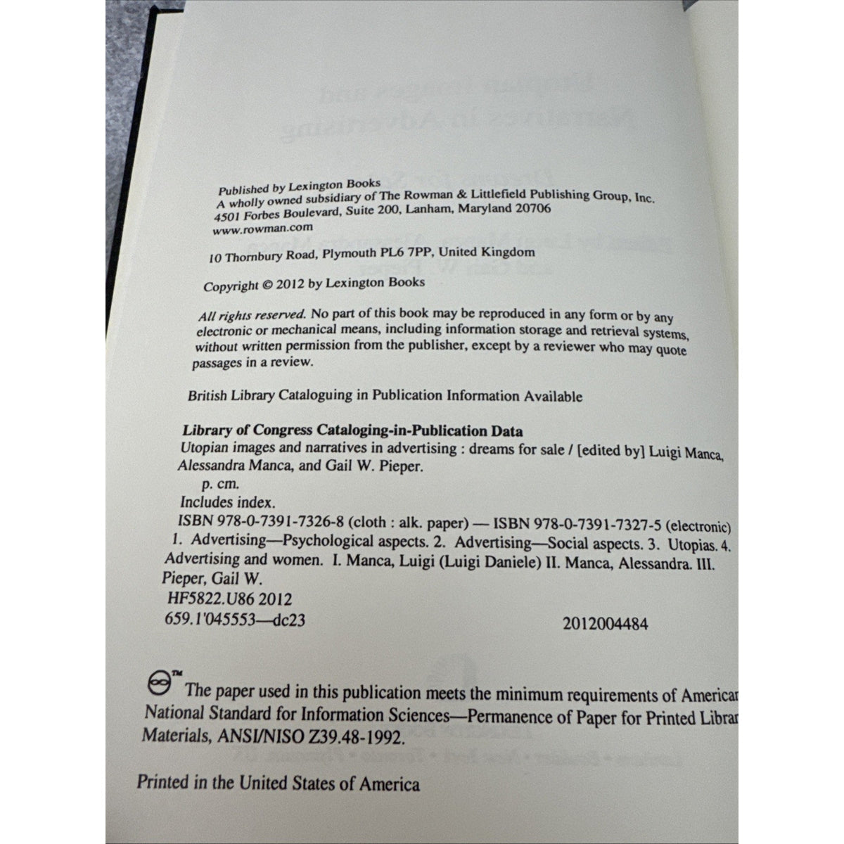 Utopian Images and Narratives in Advertising : Dreams for Sale by Jean-Marie...