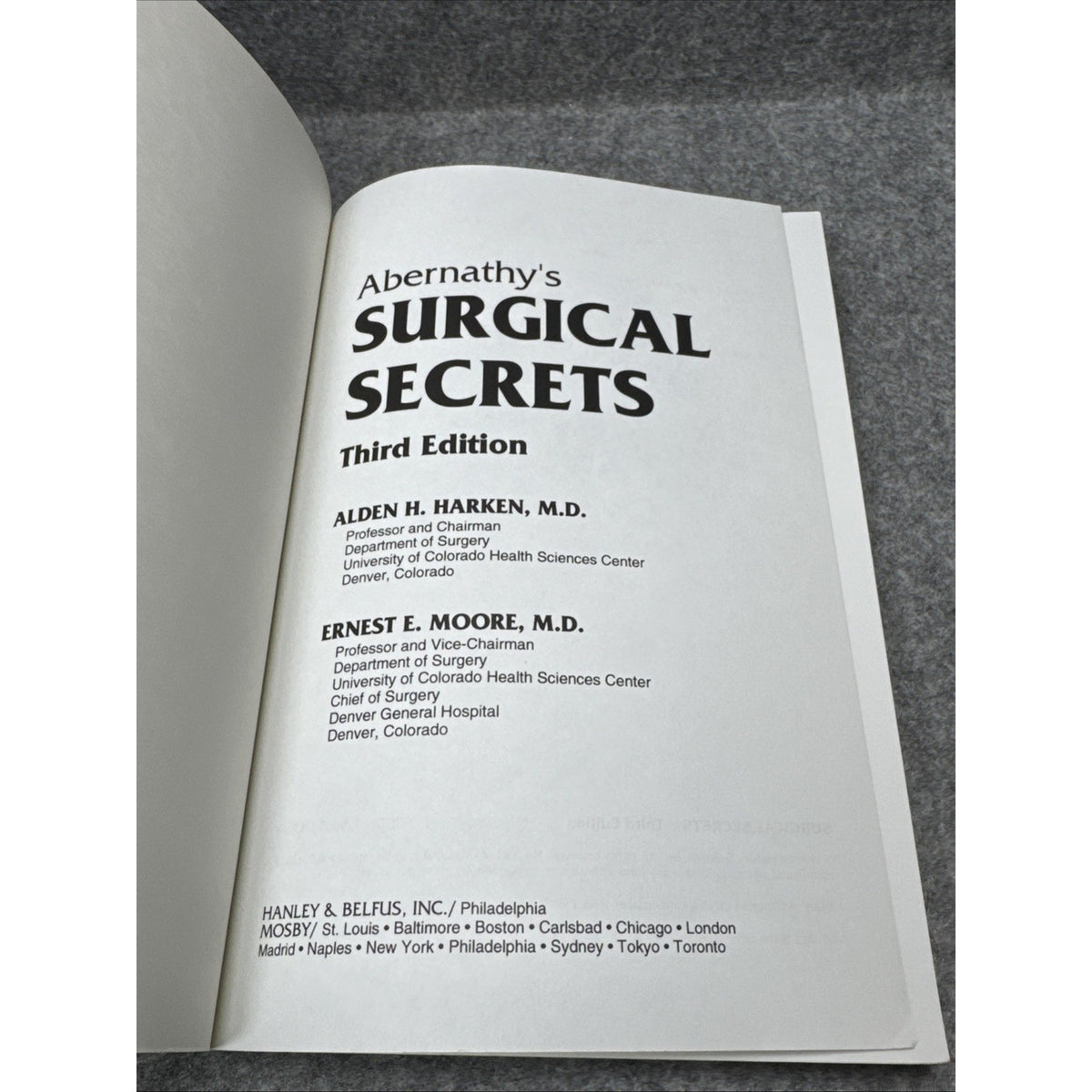 ABERNATHY'S SURGICAL SECRETS (SECRETS SERIES) By Alden H. Harken & Ernest Eugene