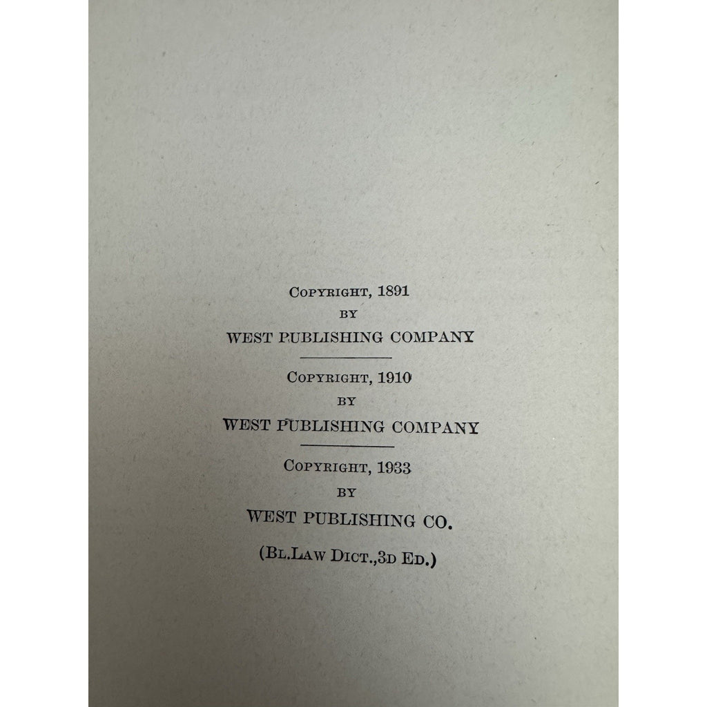 1933 Black’s Law Dictionary Third Edition Henry Campbell Black HC
