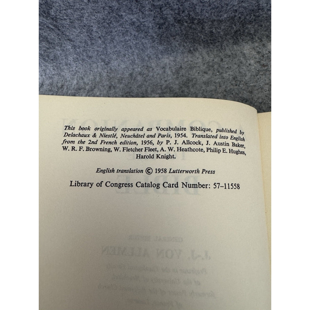A Companion to the Bible J J von Allmen 1958 Oxford University Press Hardcover