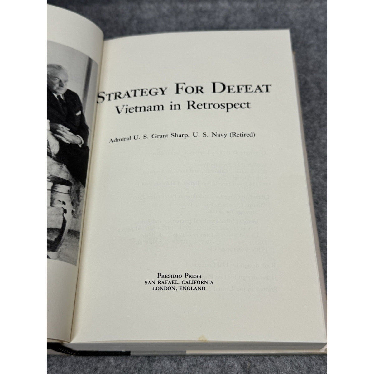 Strategy for Defeat U.S. Grant Sharp Signed Inscribed Admiral Vietnam 1978