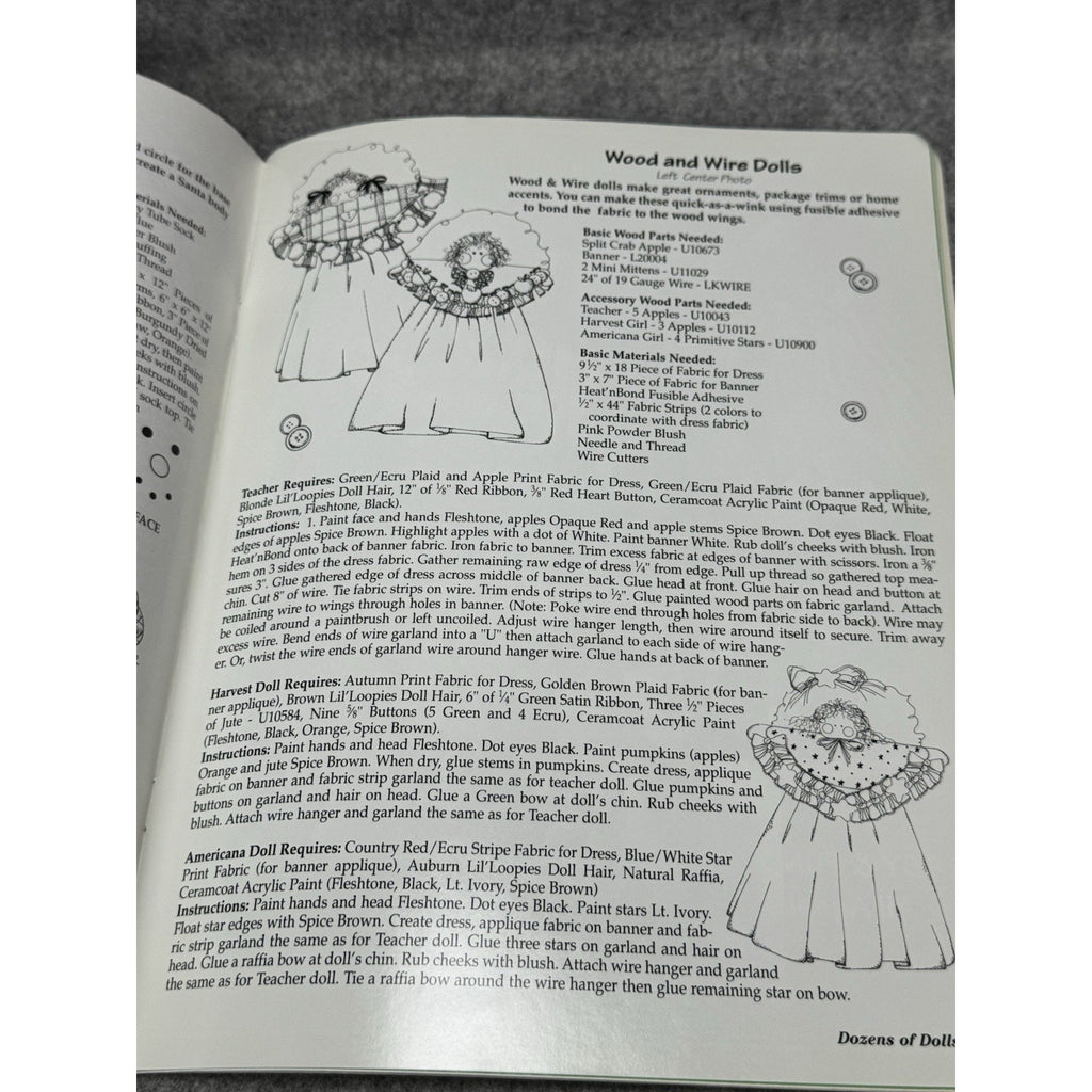 Dozens of Dolls Lara’s Crafts 6009 No Sew Wood Fabric Doll Making Pattern Book