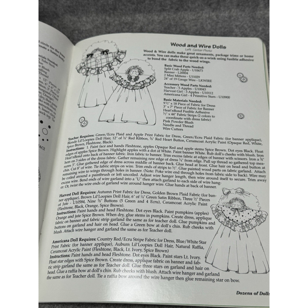 Dozens of Dolls Lara’s Crafts 6009 No Sew Wood Fabric Doll Making Pattern Book