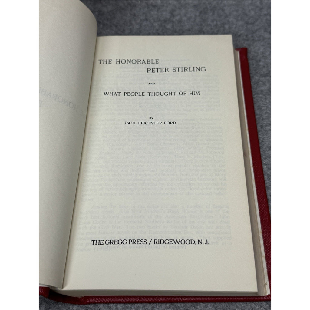 The Honorable Peter Stirling Paul Leicester Ford 1968 Gregg Press Hardcover