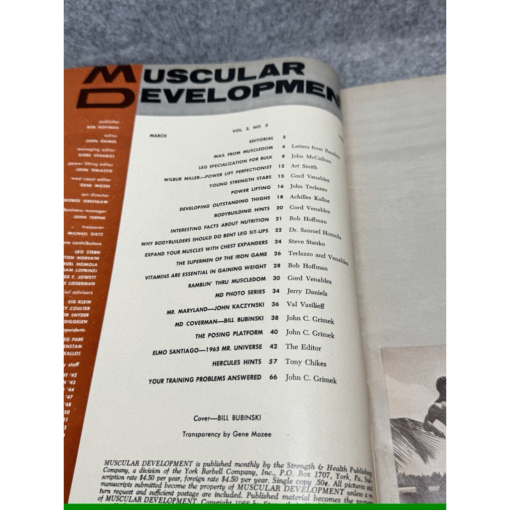 Muscular Development March 1966 Bill Bubinski Bodybuilding Magazine