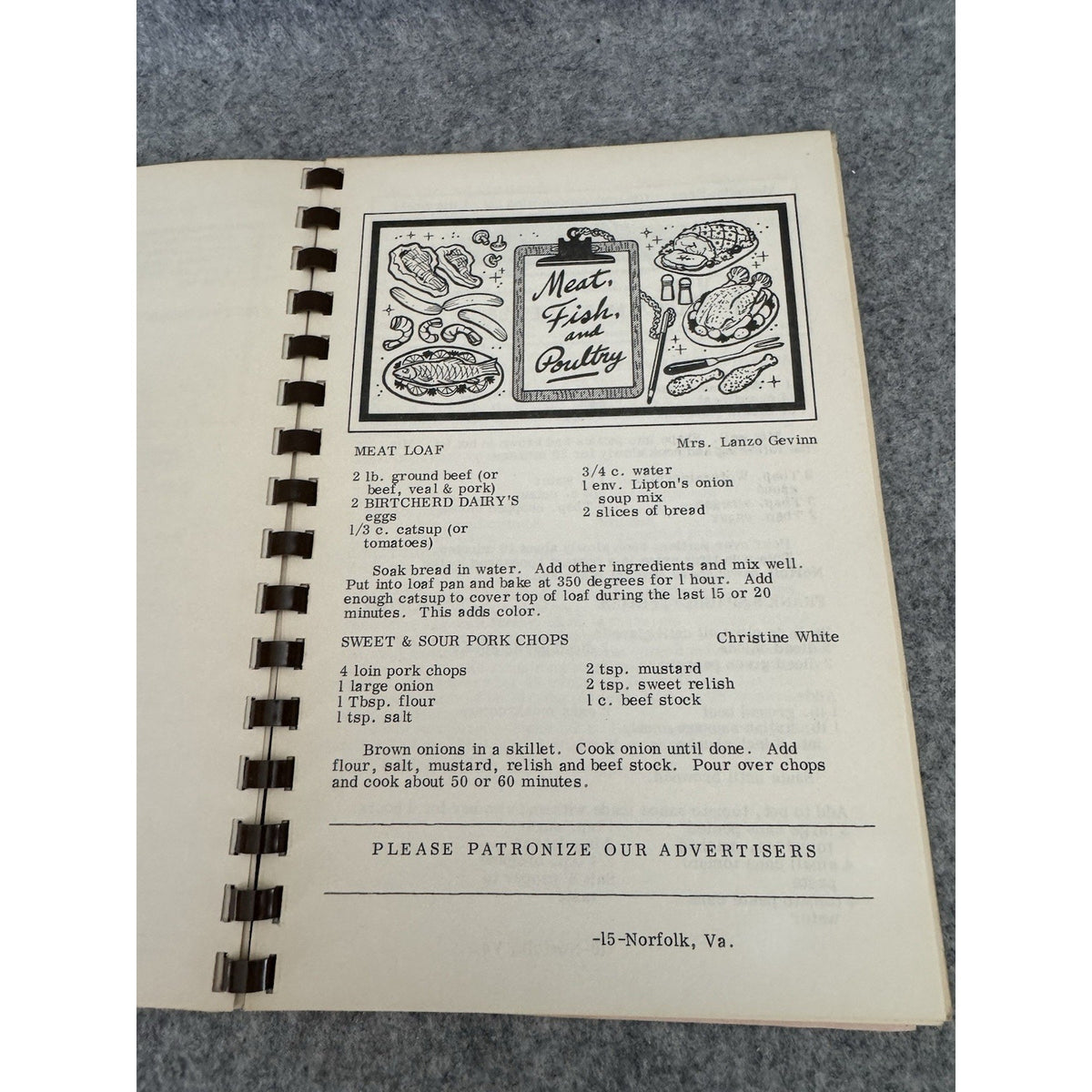 Prize Recipes of Norfolk Virginia Woman’s Club Spiral Cookbook Vintage