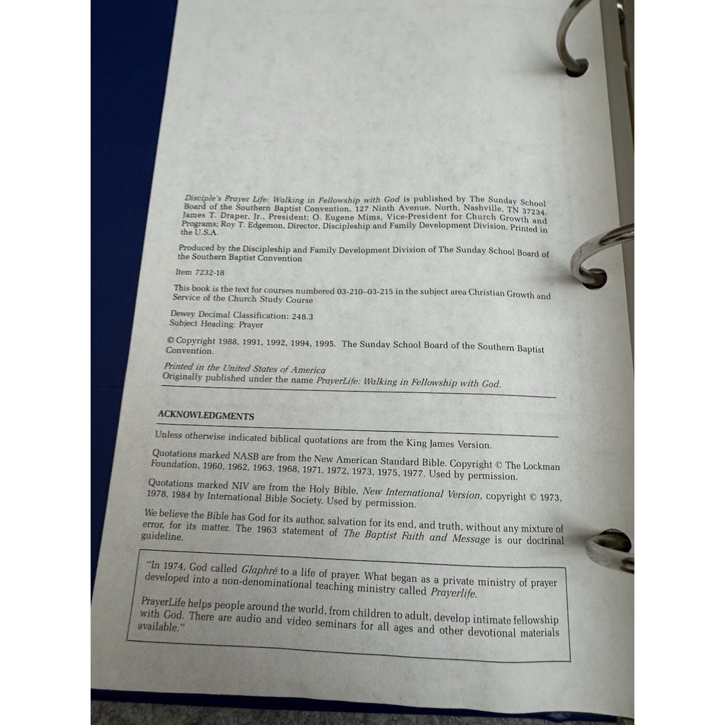 Disciple’s Prayer Life: Walking In Fellowship With God Rare 3-Ring Binding