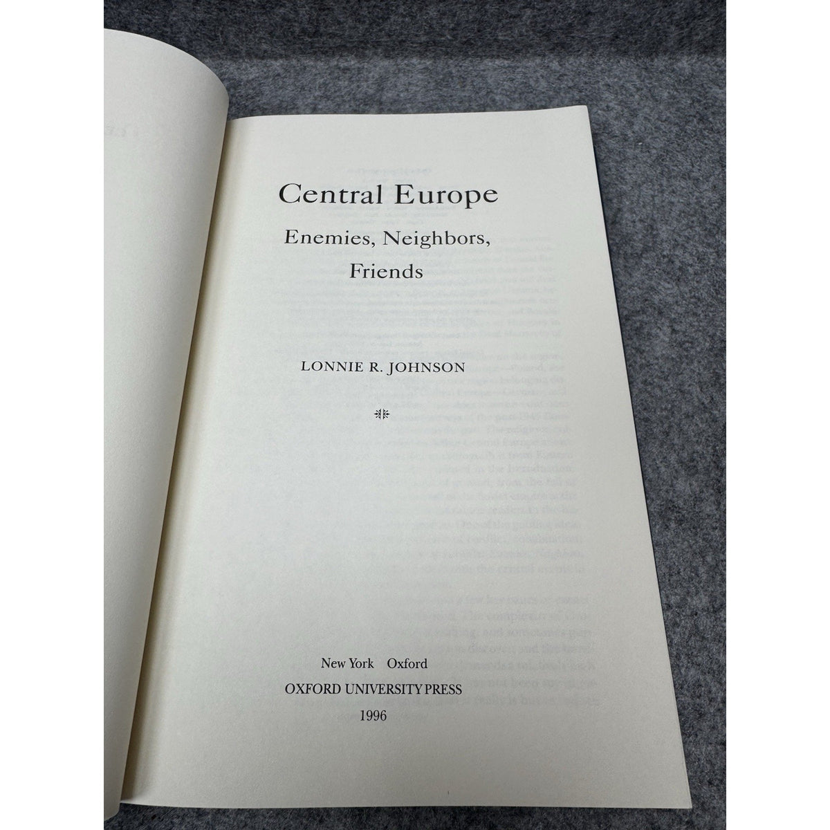 Central Europe Enemies Neighbors Friends Lonnie Johnson 1st Edition HC DJ