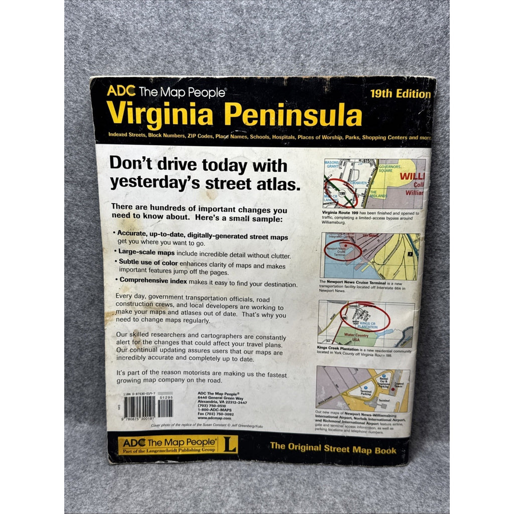 Virginia/Peninsula Atlas by the Map People Staff ADC (2001, Trade Paperback)