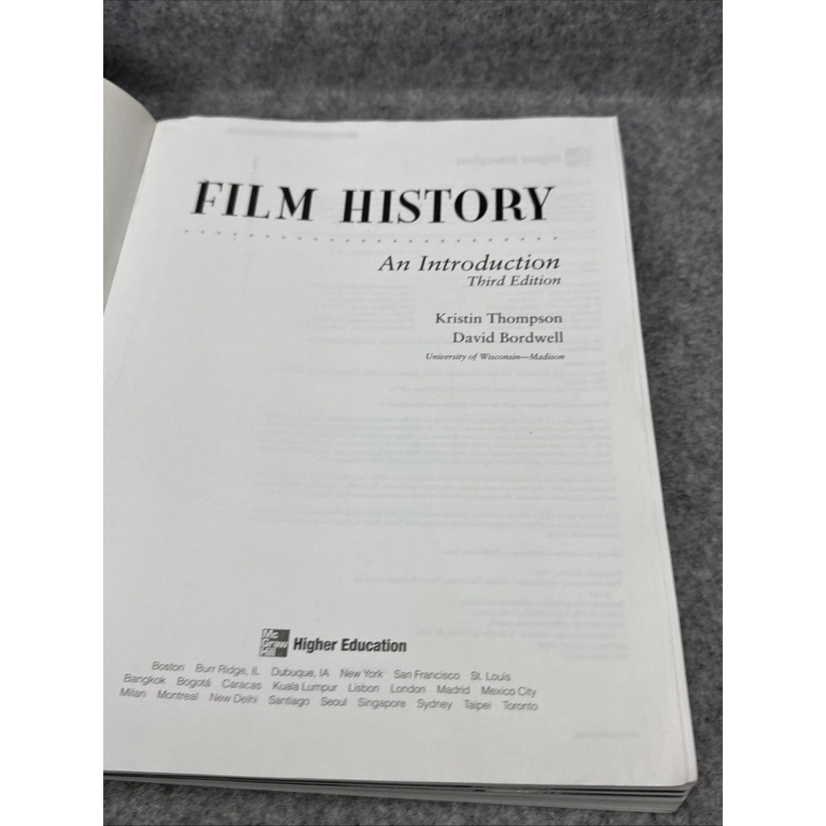 Film History: an Introduction by David Bordwell and Kristin Thompson (2009,...
