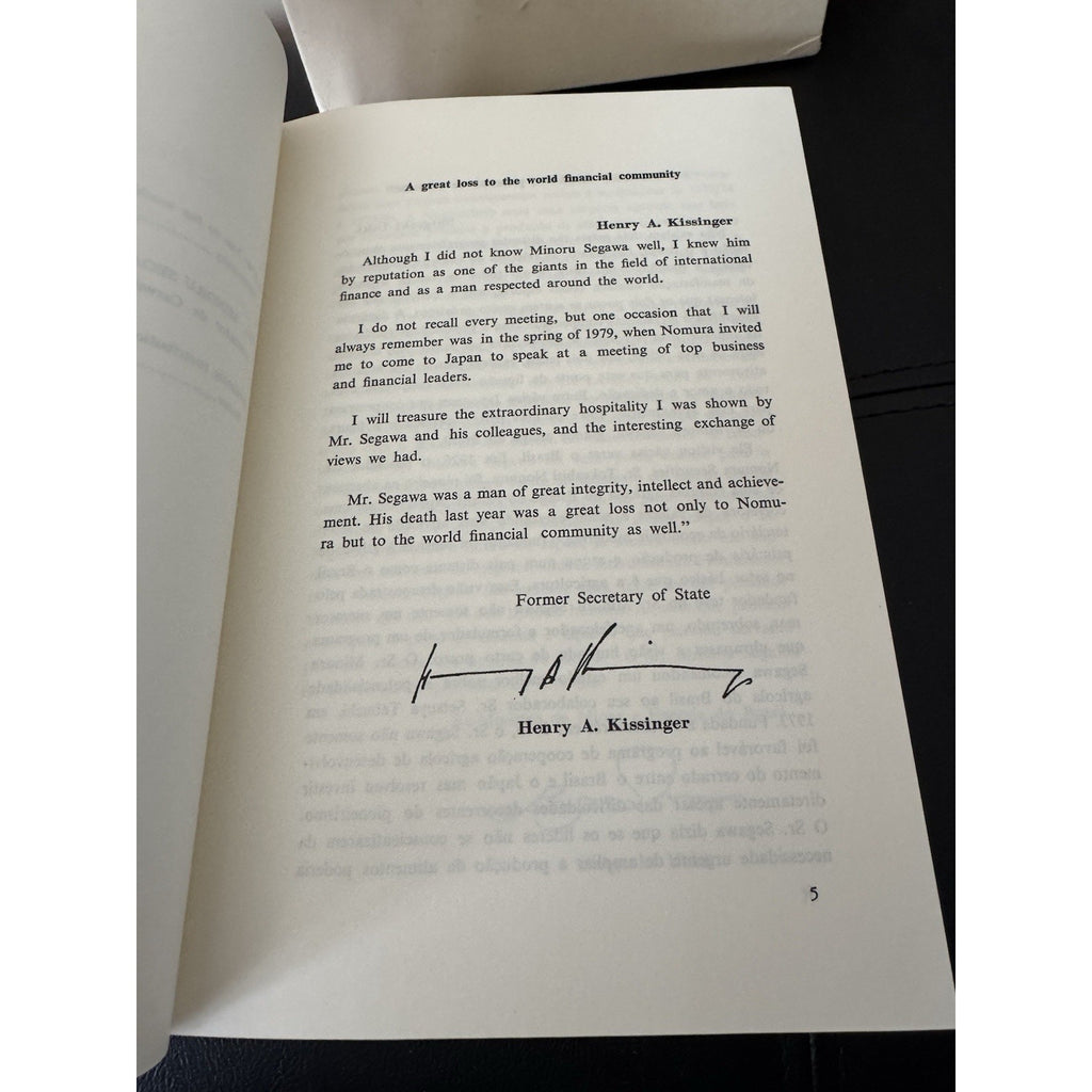 Nomura Minoru Segawa Memorial Book 1992 Kissinger Tribute Slipcase