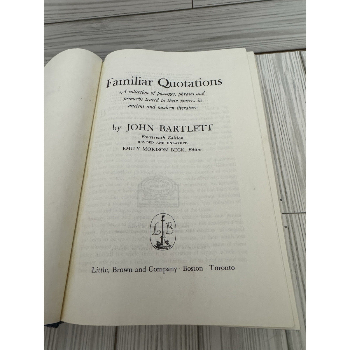 Bartlett’s Familiar Quotations 14th Edition 1968 HC Little Brown John Bartlett