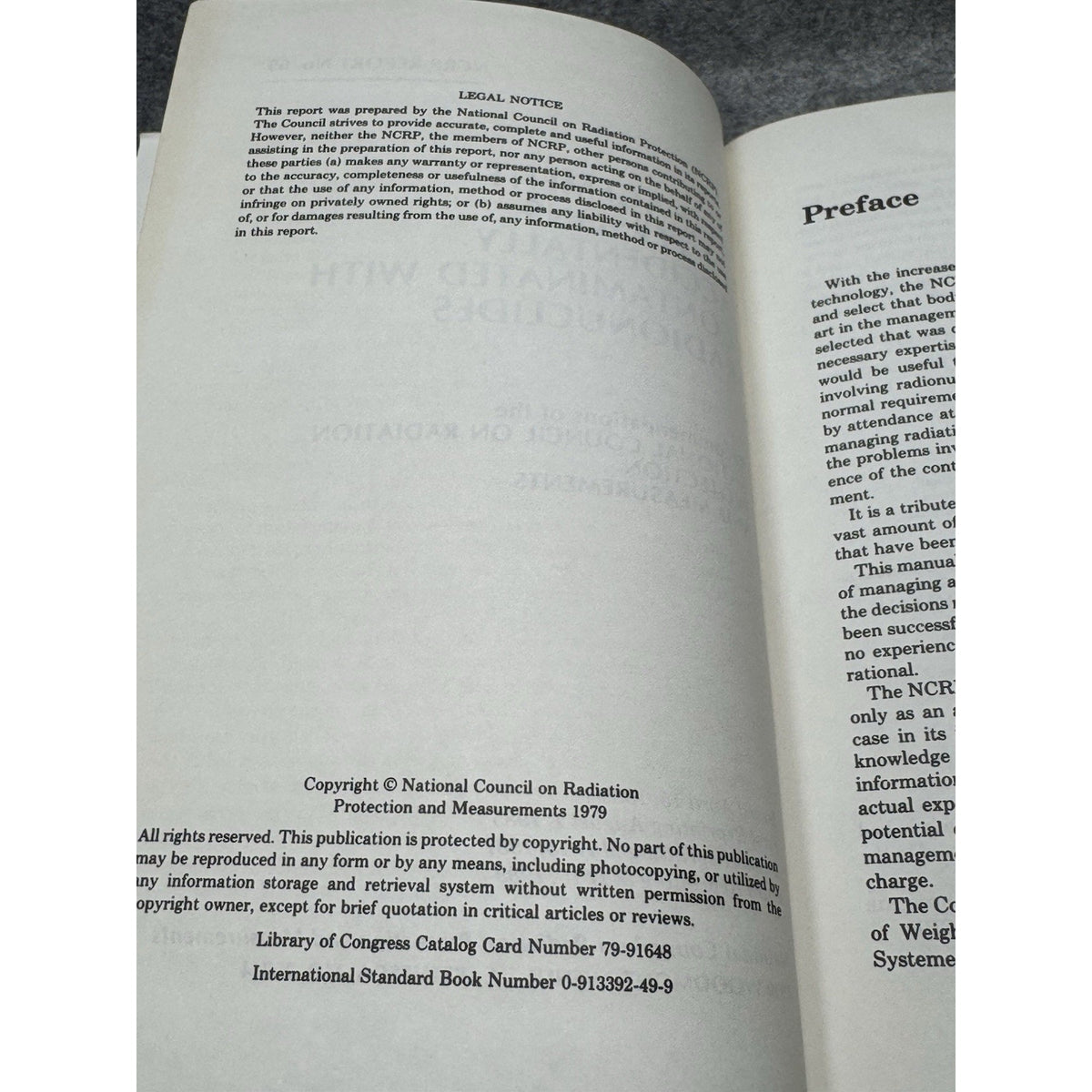 NCRP Report 65 Radionuclide Contamination Treatment Nuclear Medical Manual