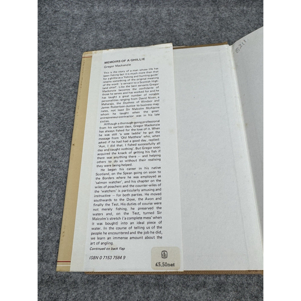 1978 Memoirs of a Ghillie Gregor Mackenzie Signed First Edition Fishing
