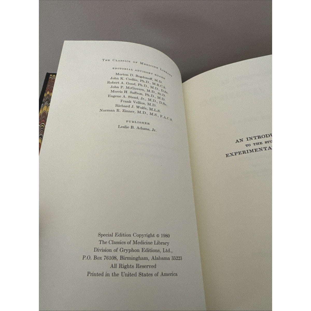 Experimental Medicine - Claude Bernard - Full Leather Classics of Medicine 1980