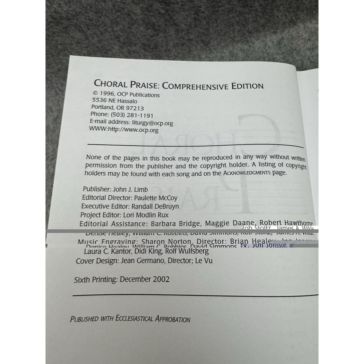 Choral Praise Comprehensive Edition 2002 OCP Hymnal Songbook Hardcover