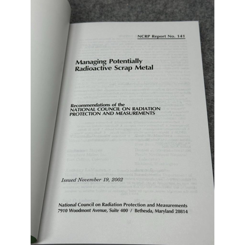 Scarce NCRP Report 141 Managing Potentially Radioactive Scrap Metal