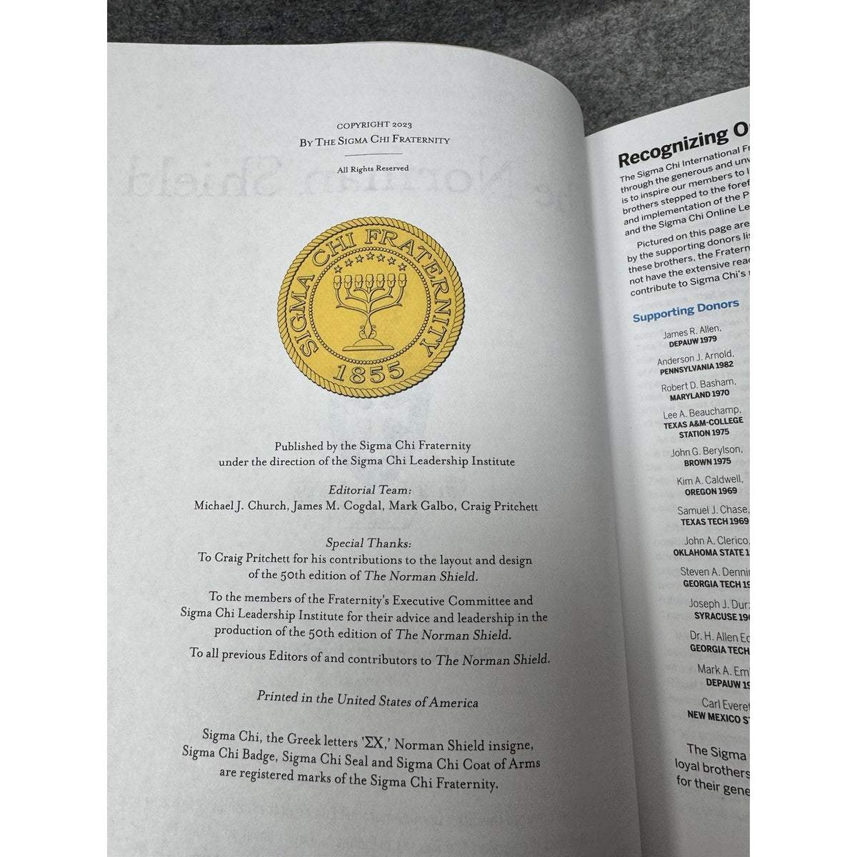 The Norman Shield 50th Edition 2023-2025 Sigma Chi Fraternity Hardcover