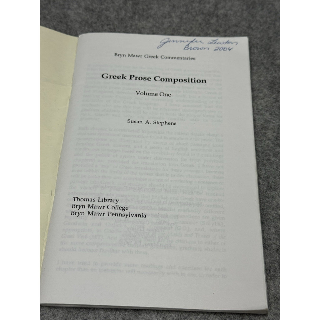 Greek Prose Composition Vol 1 Susan Stephens Bryn Mawr Ancient Greek Study