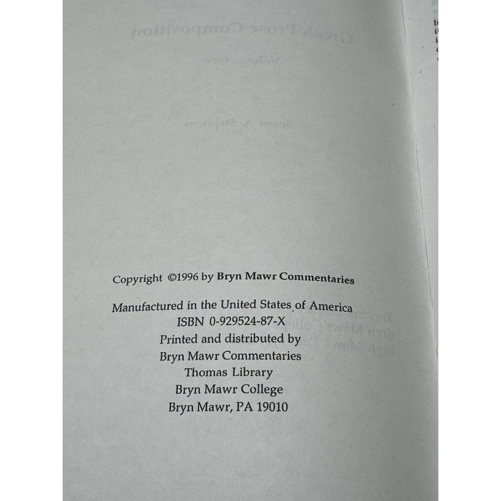 Greek Prose Composition Vol 1 Susan Stephens Bryn Mawr Ancient Greek Study