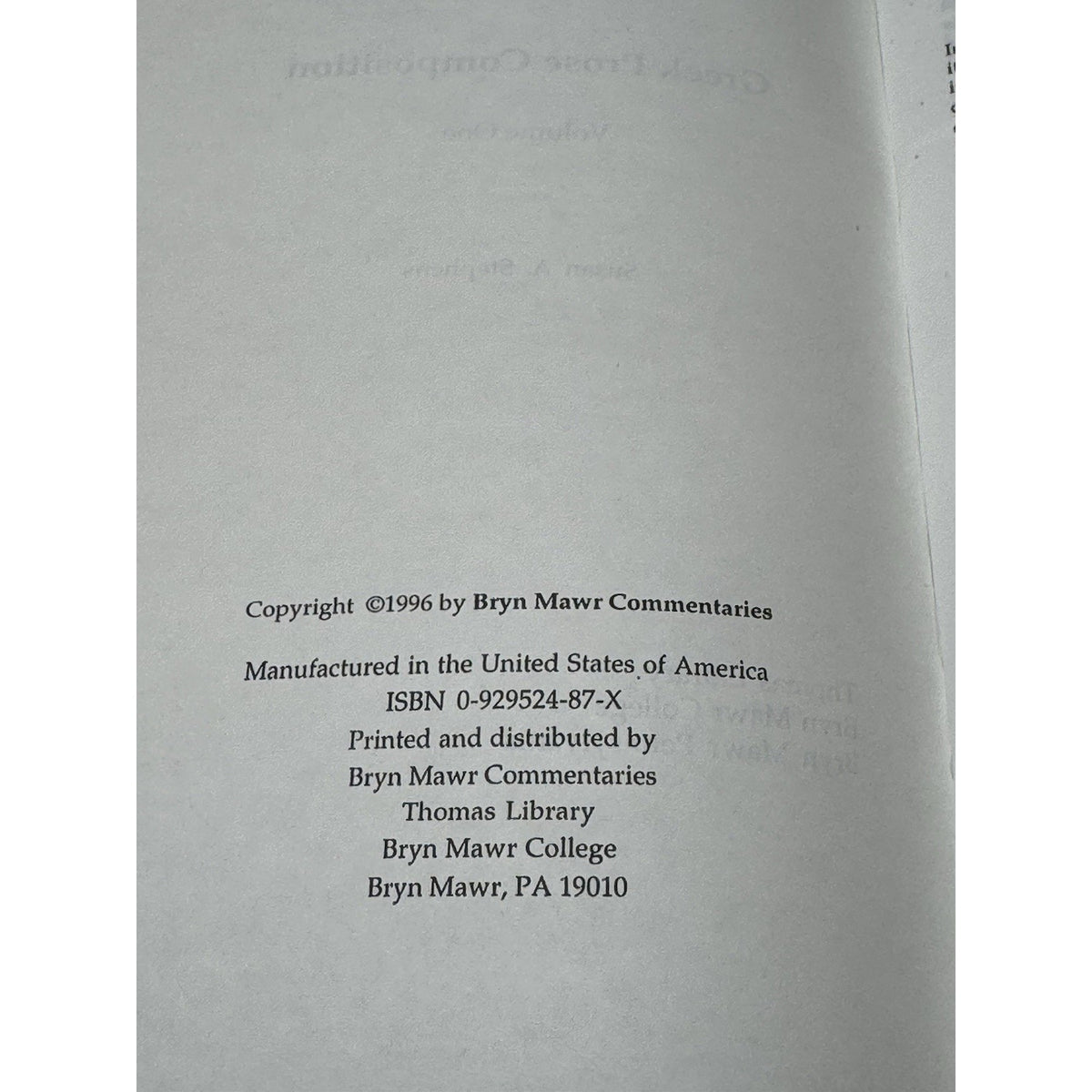Greek Prose Composition Vol 1 Susan Stephens Bryn Mawr Ancient Greek Study