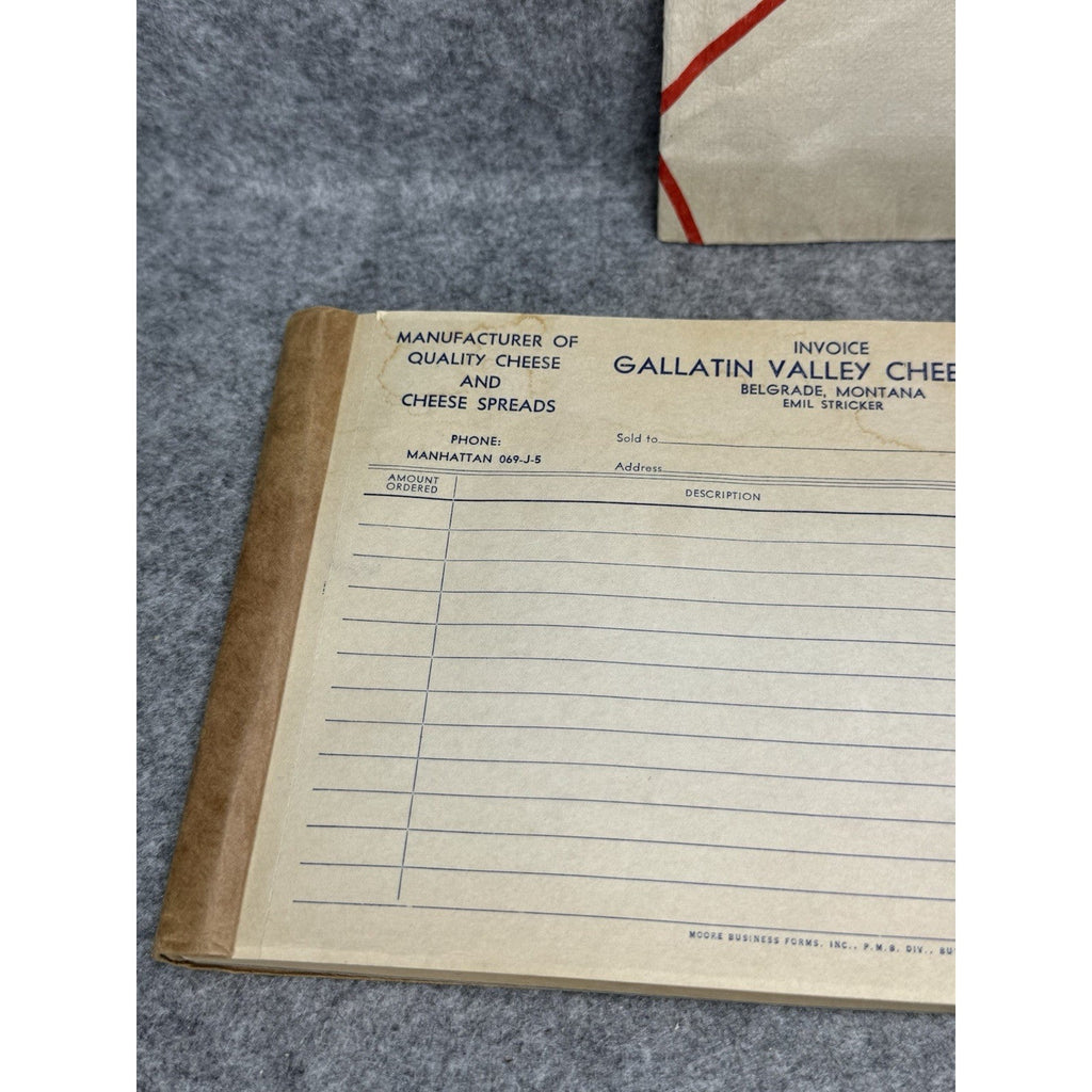 Vintage Gallatin Valley Cheese Montana Lot Paper Hat 5 Labels Invoice Pad