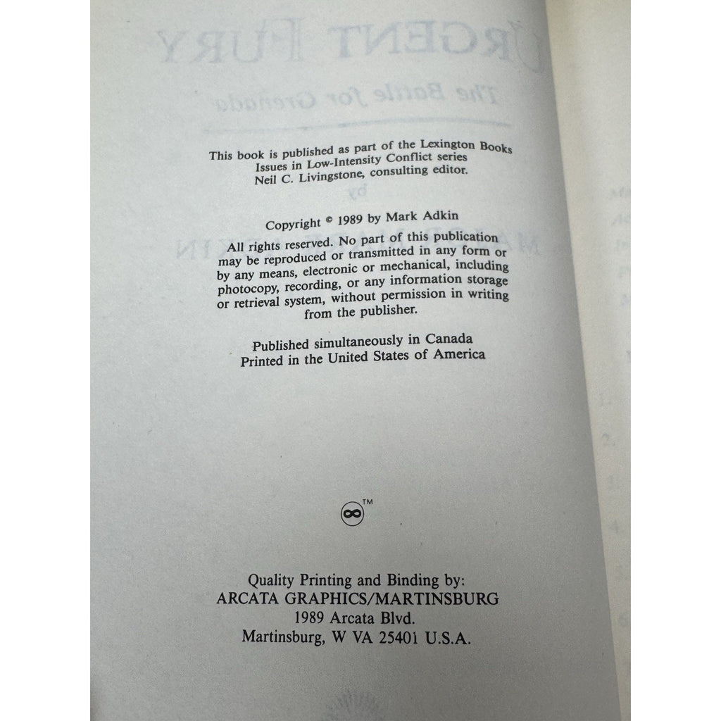 Urgent Fury The Battle for Grenada Mark Adkin 1989 Hardcover Dust Jacket
