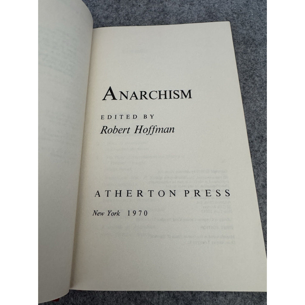 Anarchism Robert Hoffman 1970 First Edition HC Atherton Press Political