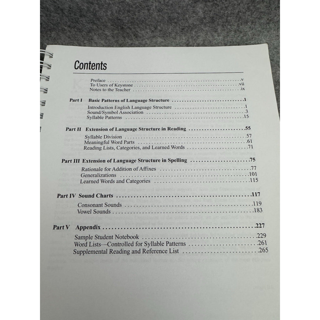 Keystone Guide for Teaching Language Structure 2004 Spiral Mary Cheatham