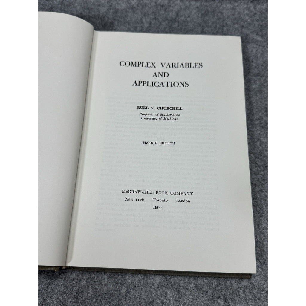 1960 Complex Variables and Applications 2nd Ed Ruel V Churchill HC McGraw-Hill