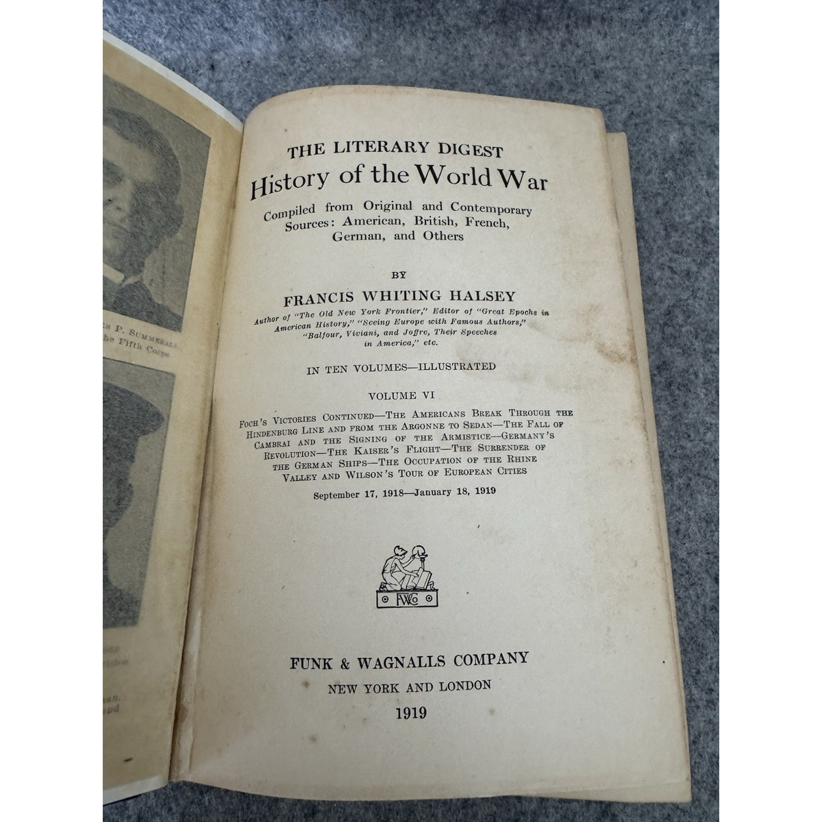 1919 Literary Digest History of the World War Vol 6 HC Funk & Wagnalls