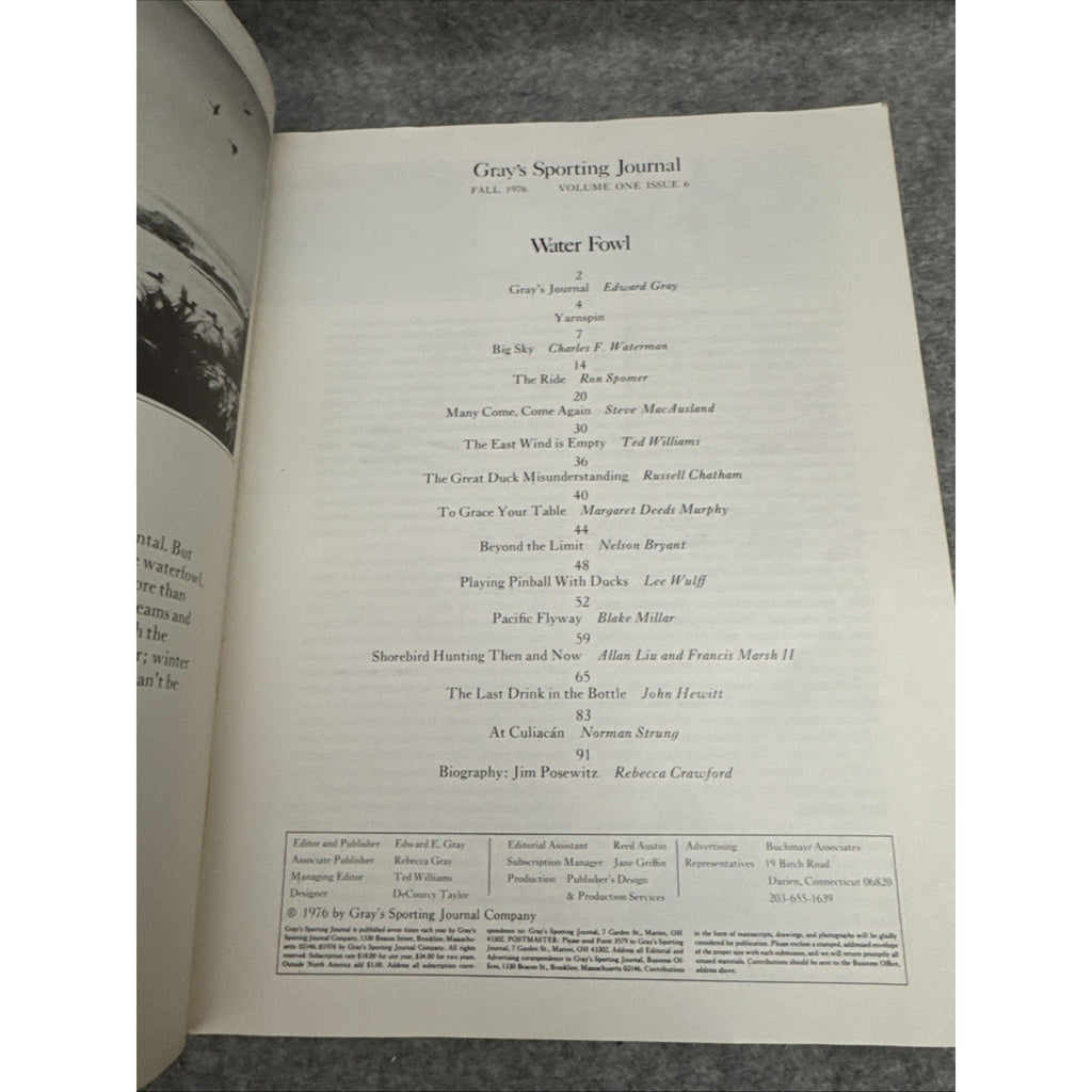 Gray's Sporting Journal Magazine Water Fowl, Volume 1, Issue 6, Fall 1976