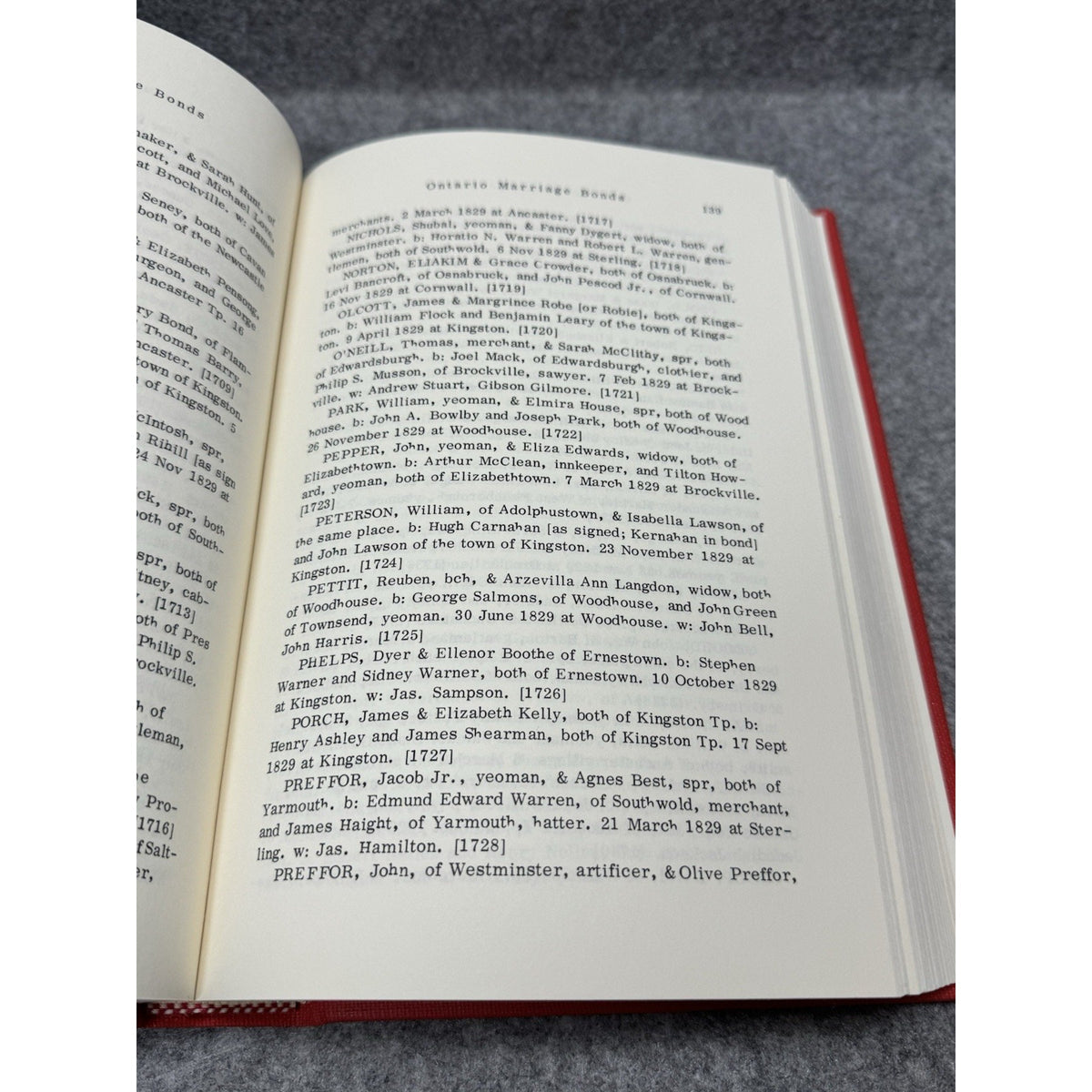 Marriage Bonds of Ontario 1803-1834 Thomas B Wilson 1985 Genealogy HC