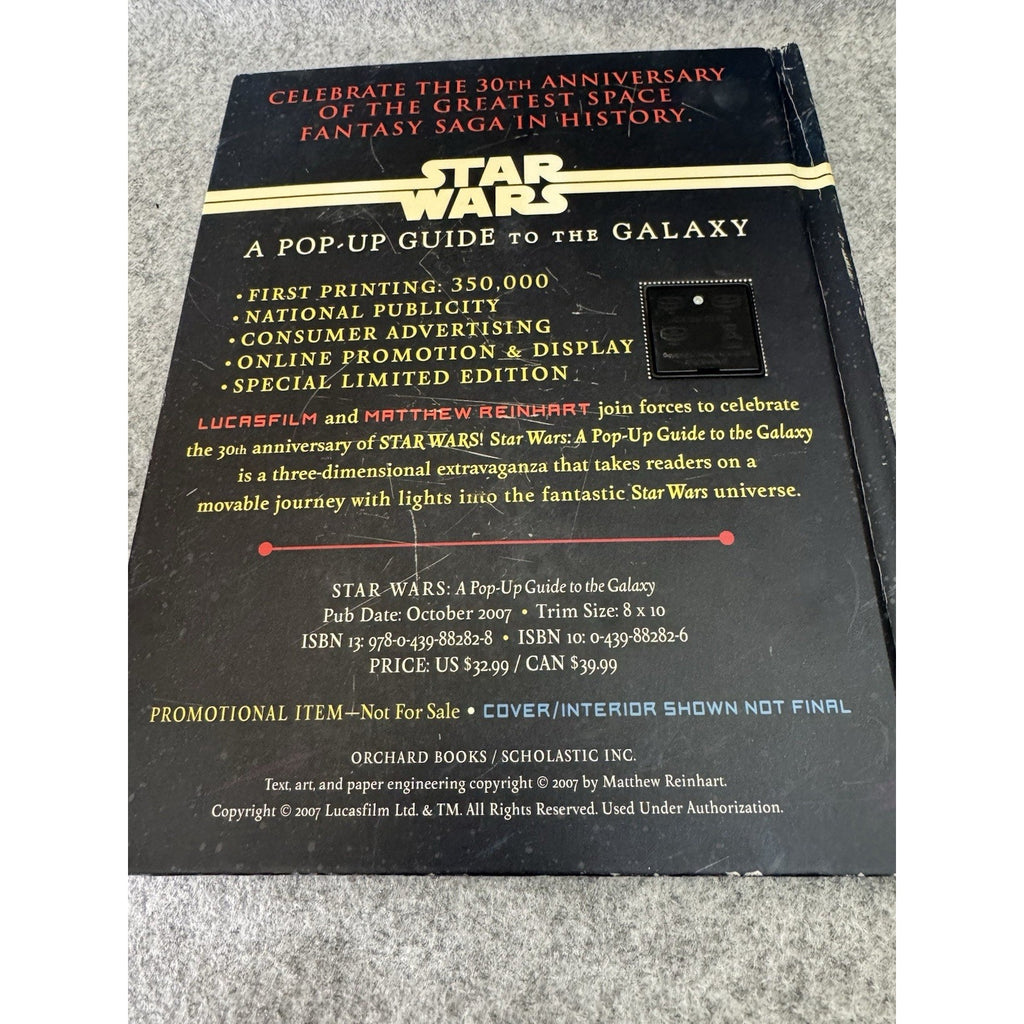 Star Wars Pop-Up Guide to the Galaxy Matthew Reinhart 2007 Lights Promo Copy
