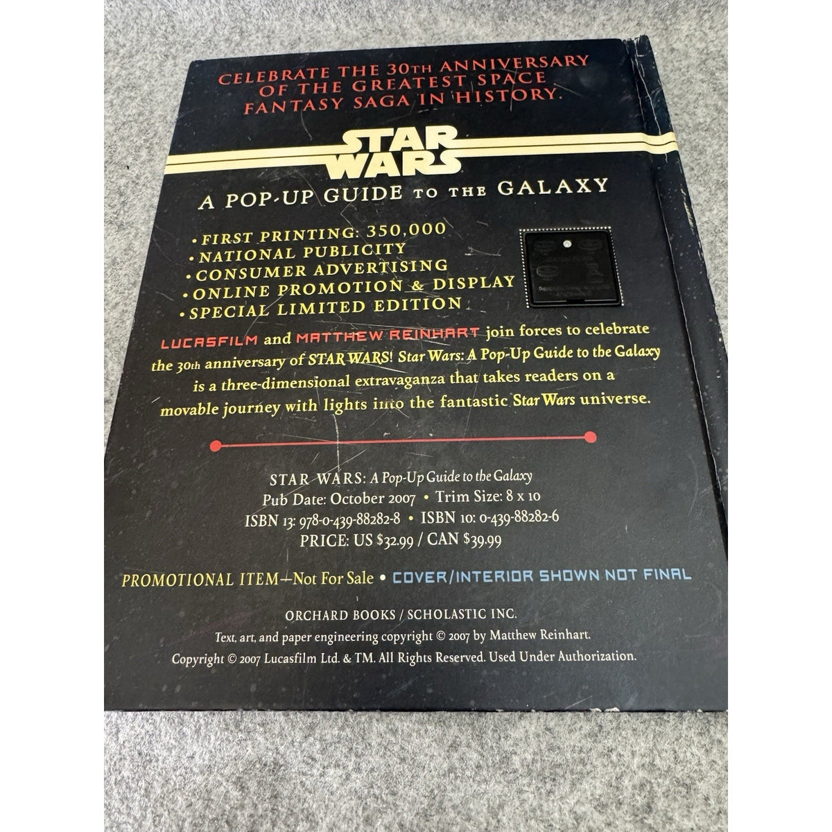 Star Wars Pop-Up Guide to the Galaxy Matthew Reinhart 2007 Lights Promo Copy