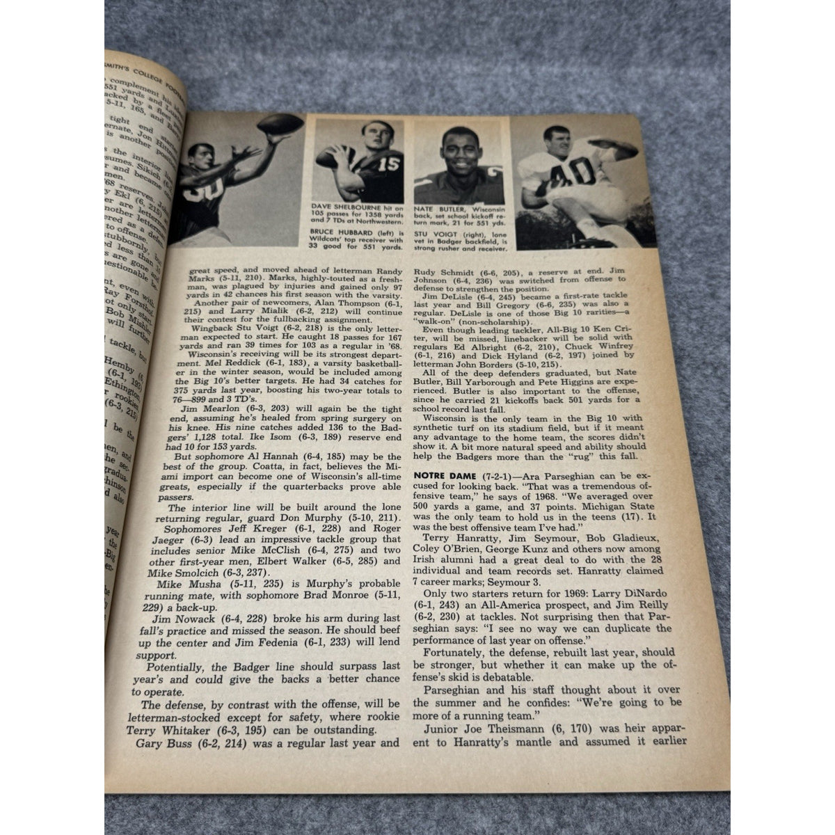 1969 Street & Smith’s College Football Yearbook Steve Kiner Tennessee Vols