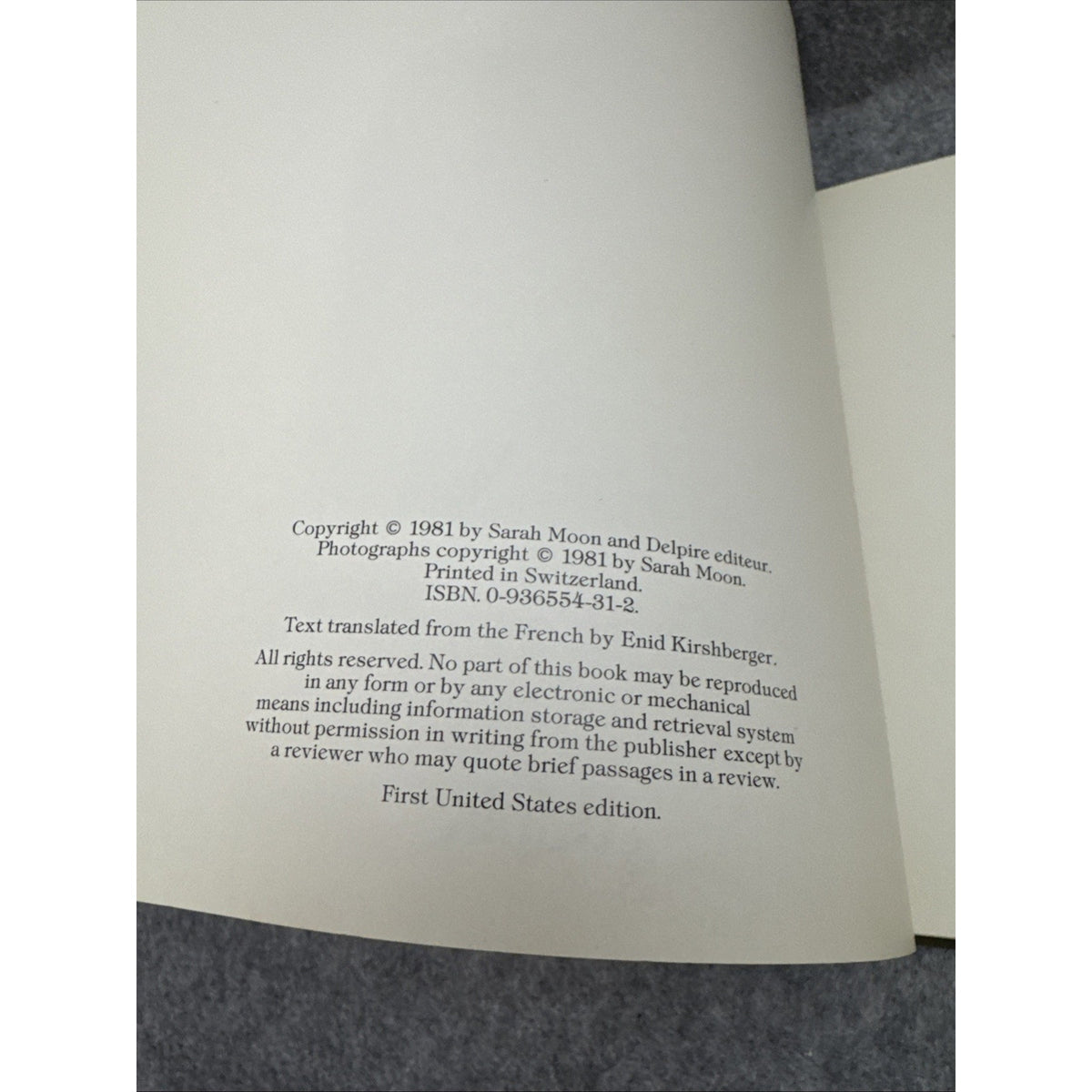 Improbable Memories Sarah Moon 1981 HC First Edition