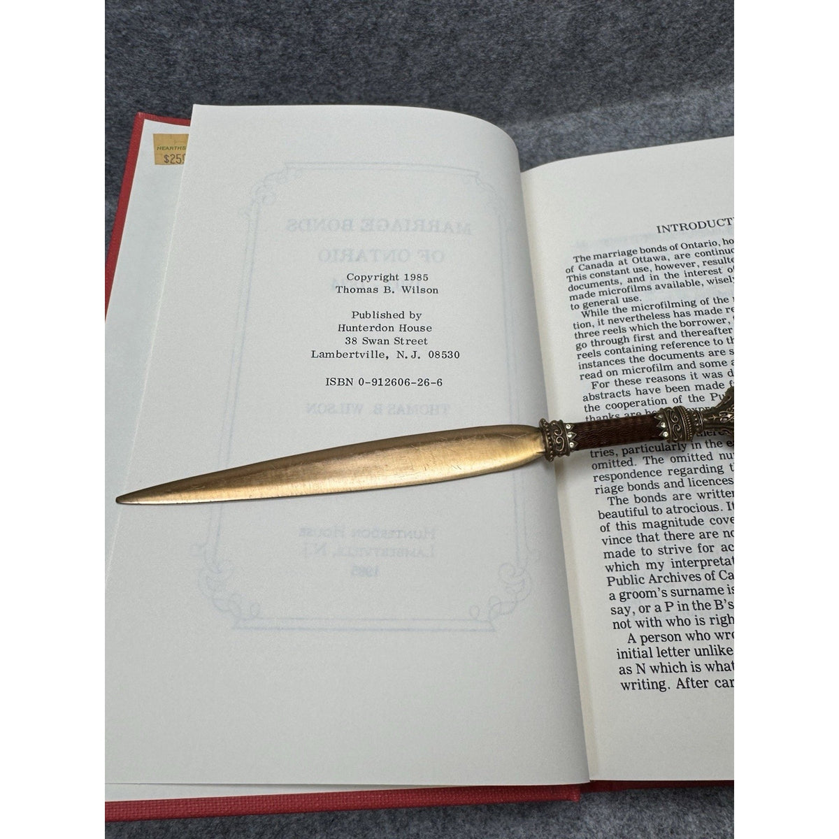 Marriage Bonds of Ontario 1803-1834 Thomas B Wilson 1985 Genealogy HC