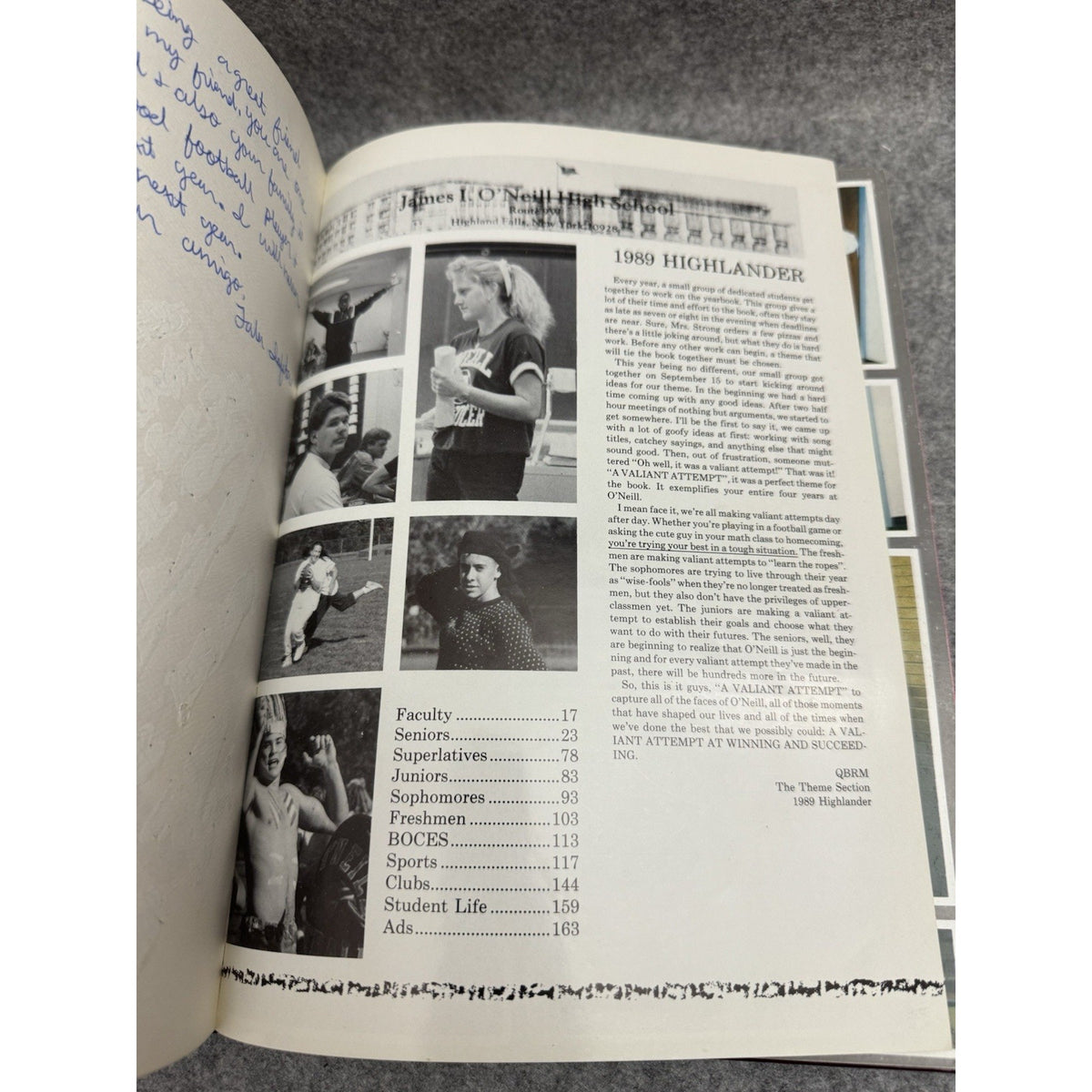 1989 Highlander James I O’Neill High School Yearbook Highland Falls NY
