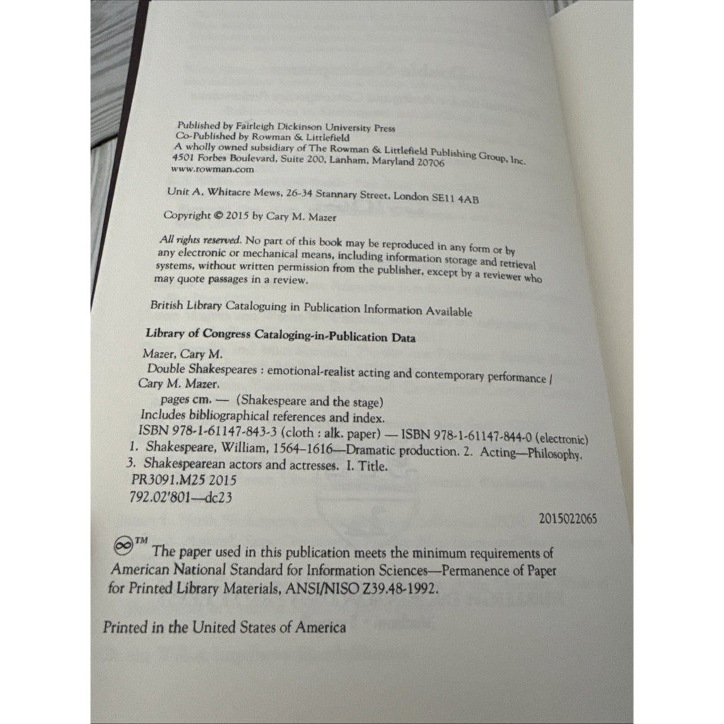 Double Shakespeares : Emotional-Realist Acting and Contemporary Performance...