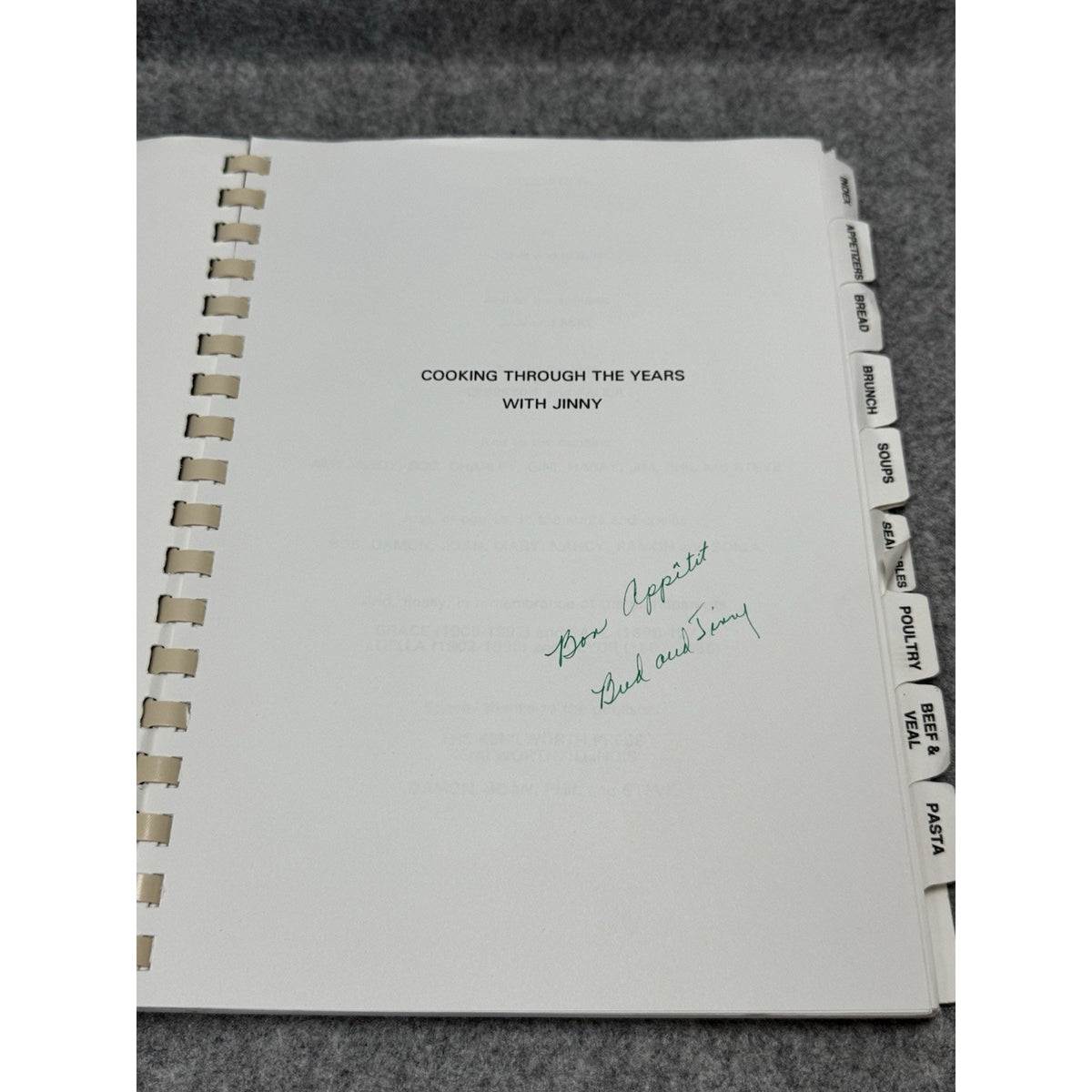 Cooking Through the Years With Jinny Signed Paul & Jinny Rare Spiral Cookbook