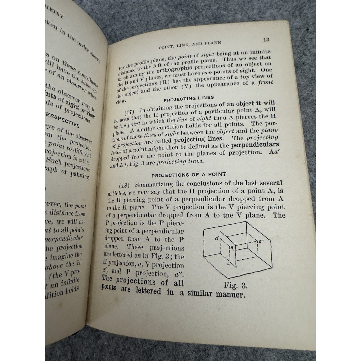 Descriptive Geometry 1915 H.W. Miller Third Edition Hardcover Engineering
