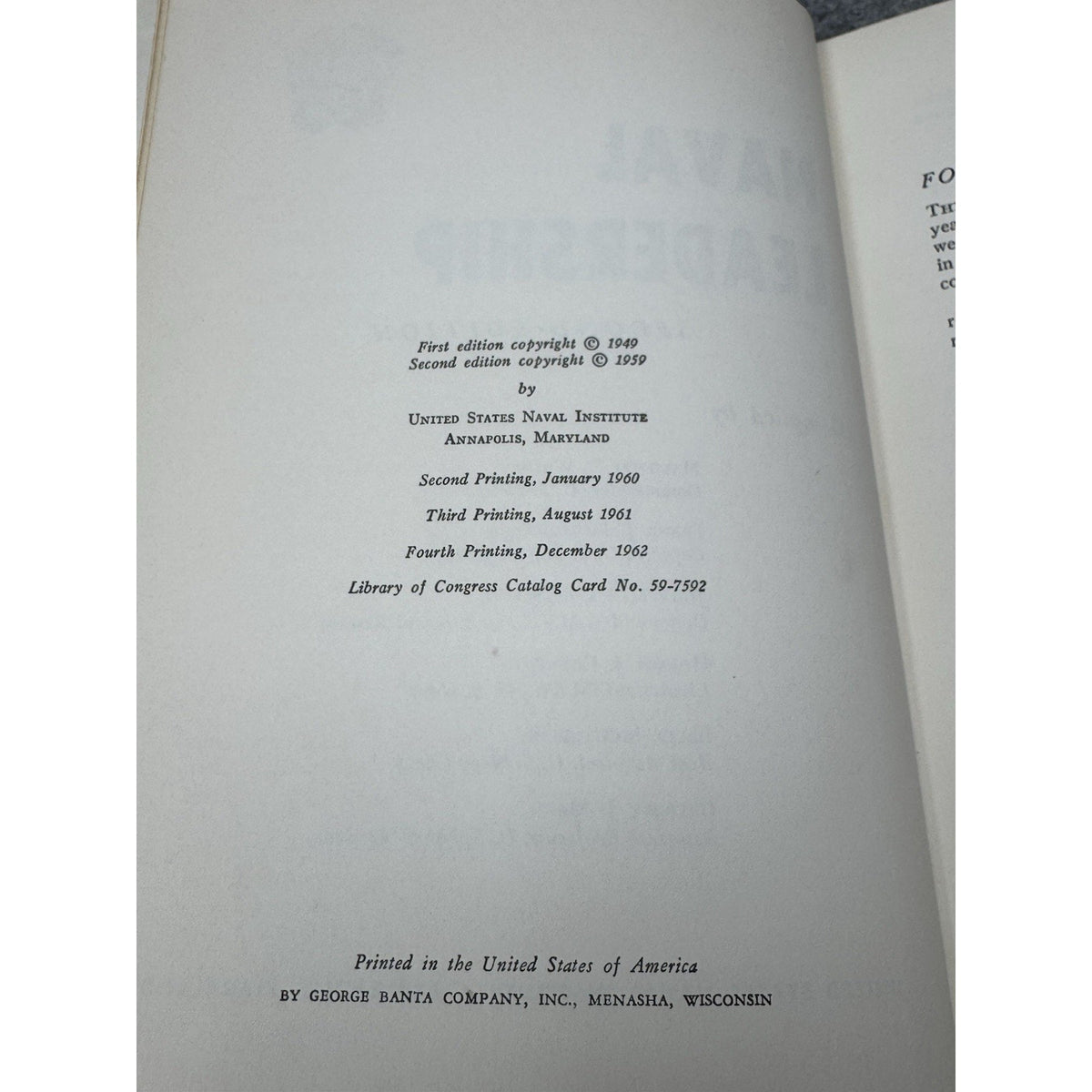 1962 Naval Leadership 2nd Ed US Naval Institute Cold War Navy Hardcover
