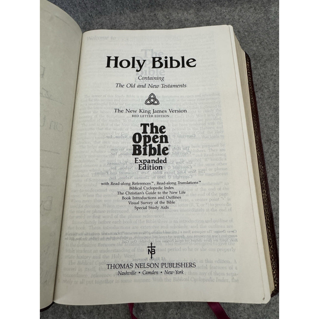 1987 Heritage Bible NKJV Open Bible Expanded Edition Genuine Leather