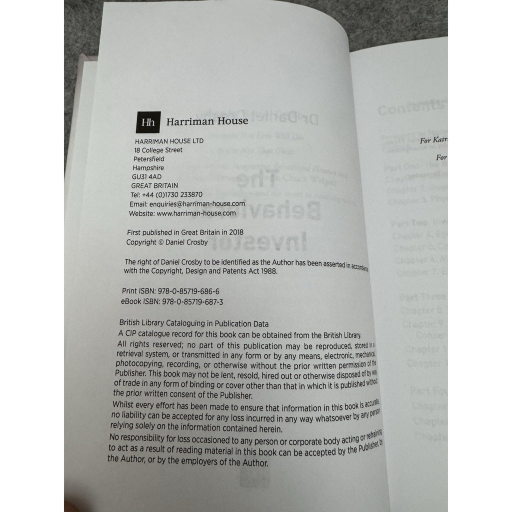 2018 The Behavioral Investor HC Signed Daniel Crosby Harriman House