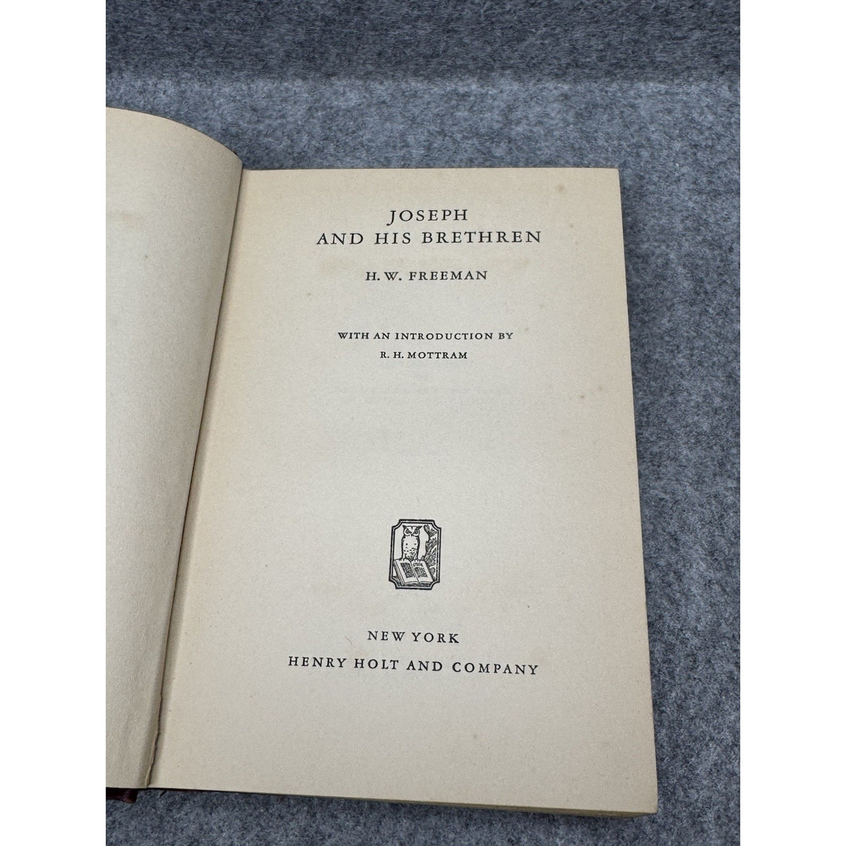 1929 Joseph and His Brethren H.W. Freeman 1st Ed Rural English Farm Novel
