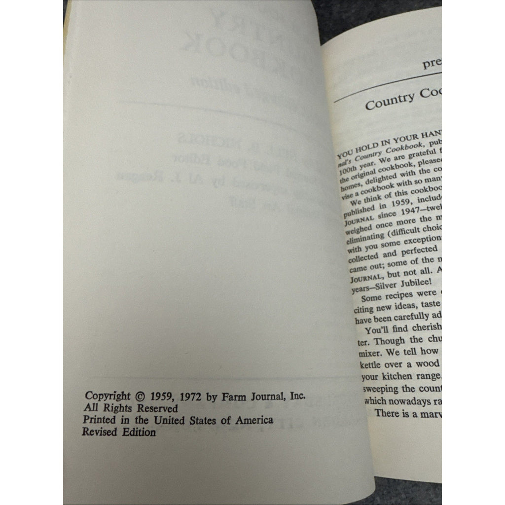 Farm Journals Country Cookbook 1972 Revised Enlarged Edition Vintage Recipe Book